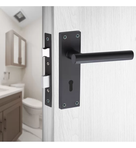 Golden Grace TBar Lever Backplate Door Handle Black Door Handles Key Lock Set 2625MB + 503MB